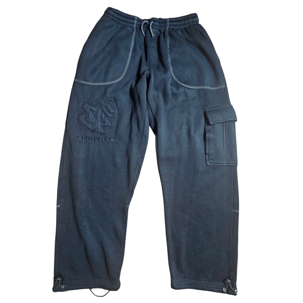 Vintage Southpole Baggy Cargo Sweatpants Embroidered Logo Mens L Skater Y2K